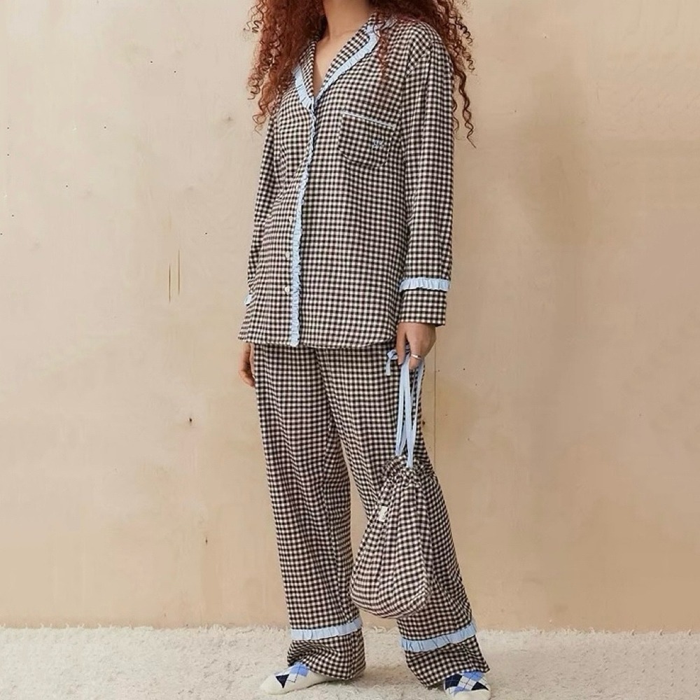 Damson Madder Antonia Organic Cotton Gingham Pyjamas Set Sz UK 8= US 4 - Picture 11 of 12